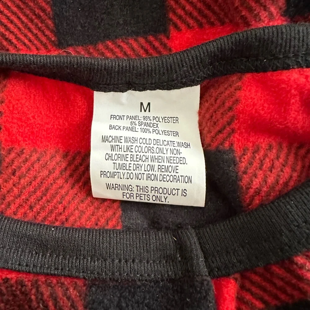 Buffalo Plaid Dog Pajamas Medium Red Black Fleece Cozy Sleepwear NWOT